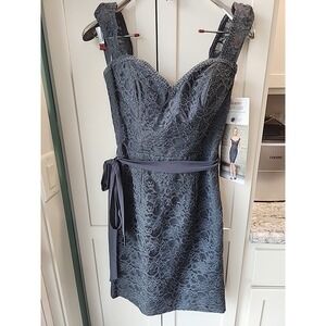 Mori Lee Charcoal Grey‎ Style # 722 Cocktail Dress Size: US 8 (M) Length: Short